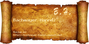 Bachmayer Hannó névjegykártya
